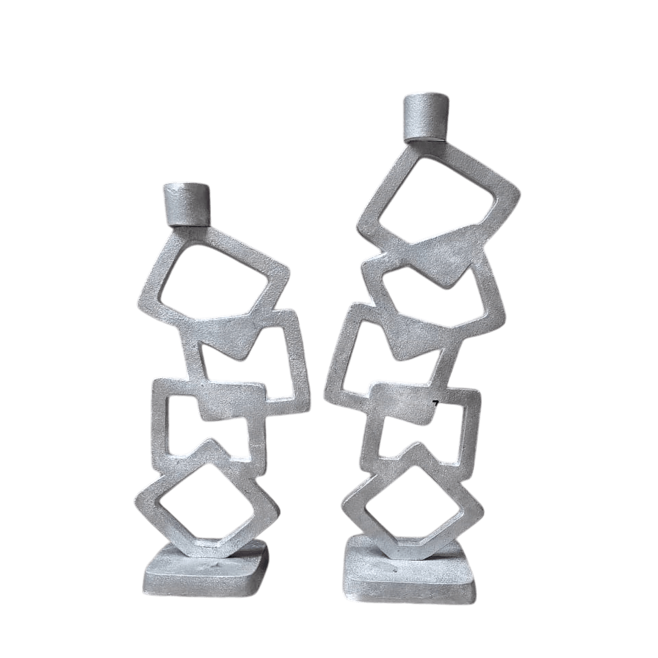 ALUMINIUM TAPER CANDLE HOLDER SET OF 2